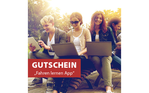 Gutschein im Wert von 99 EUR für Lehrmaterial "Fahren lernen App"